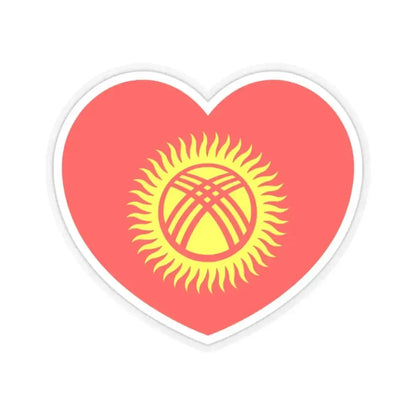 Heart Flag of Kyrgyzstan 1992-2023 - STICKER Vinyl Kiss-Cut Decal 2 Inch Transparent - The Sticker Space