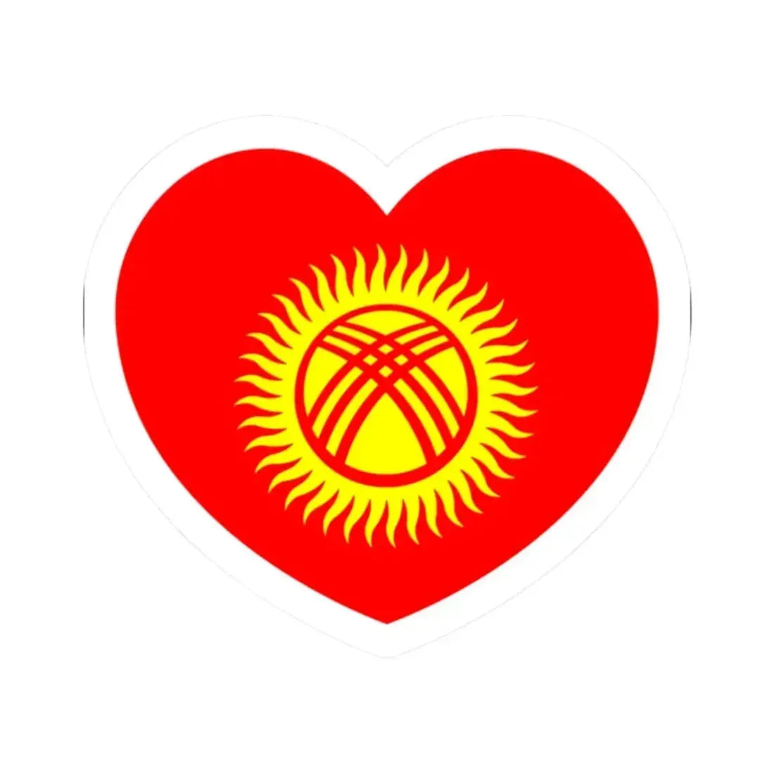 Heart Flag of Kyrgyzstan 1992-2023 - STICKER Vinyl Kiss-Cut Decal 2 Inch White - The Sticker Space
