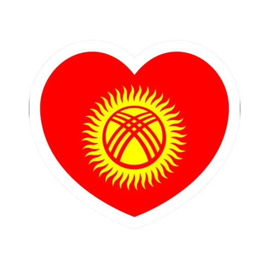 Heart Flag of Kyrgyzstan 1992-2023 - STICKER Vinyl Kiss-Cut Decal 2 Inch White - The Sticker Space