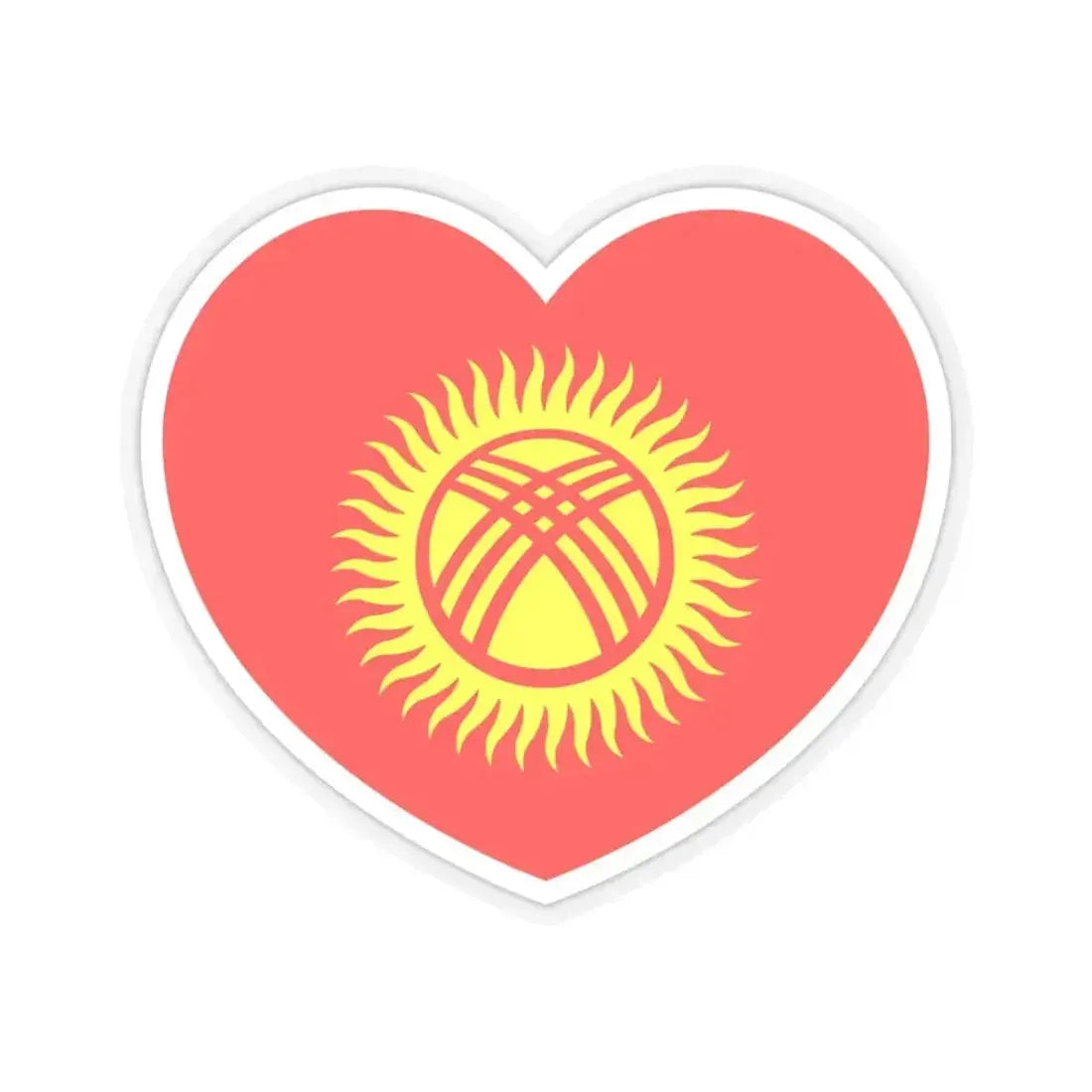 Heart Flag of Kyrgyzstan 1992-2023 - STICKER Vinyl Kiss-Cut Decal 3 Inch Transparent - The Sticker Space