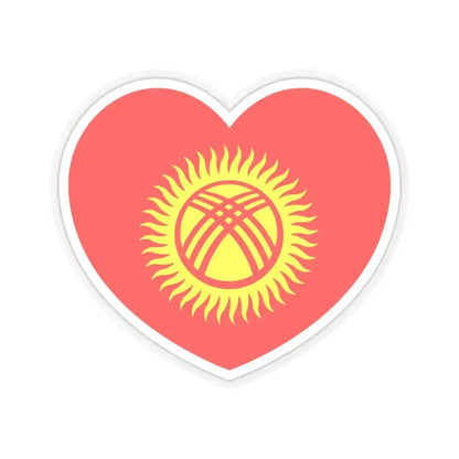 Heart Flag of Kyrgyzstan 1992-2023 - STICKER Vinyl Kiss-Cut Decal 3 Inch Transparent - The Sticker Space