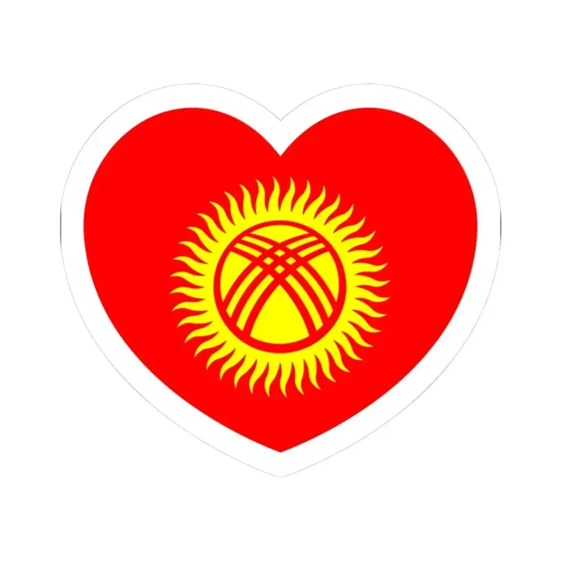 Heart Flag of Kyrgyzstan 1992-2023 - STICKER Vinyl Kiss-Cut Decal 3 Inch White - The Sticker Space