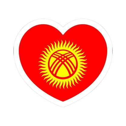 Heart Flag of Kyrgyzstan 1992-2023 - STICKER Vinyl Kiss-Cut Decal 3 Inch White - The Sticker Space