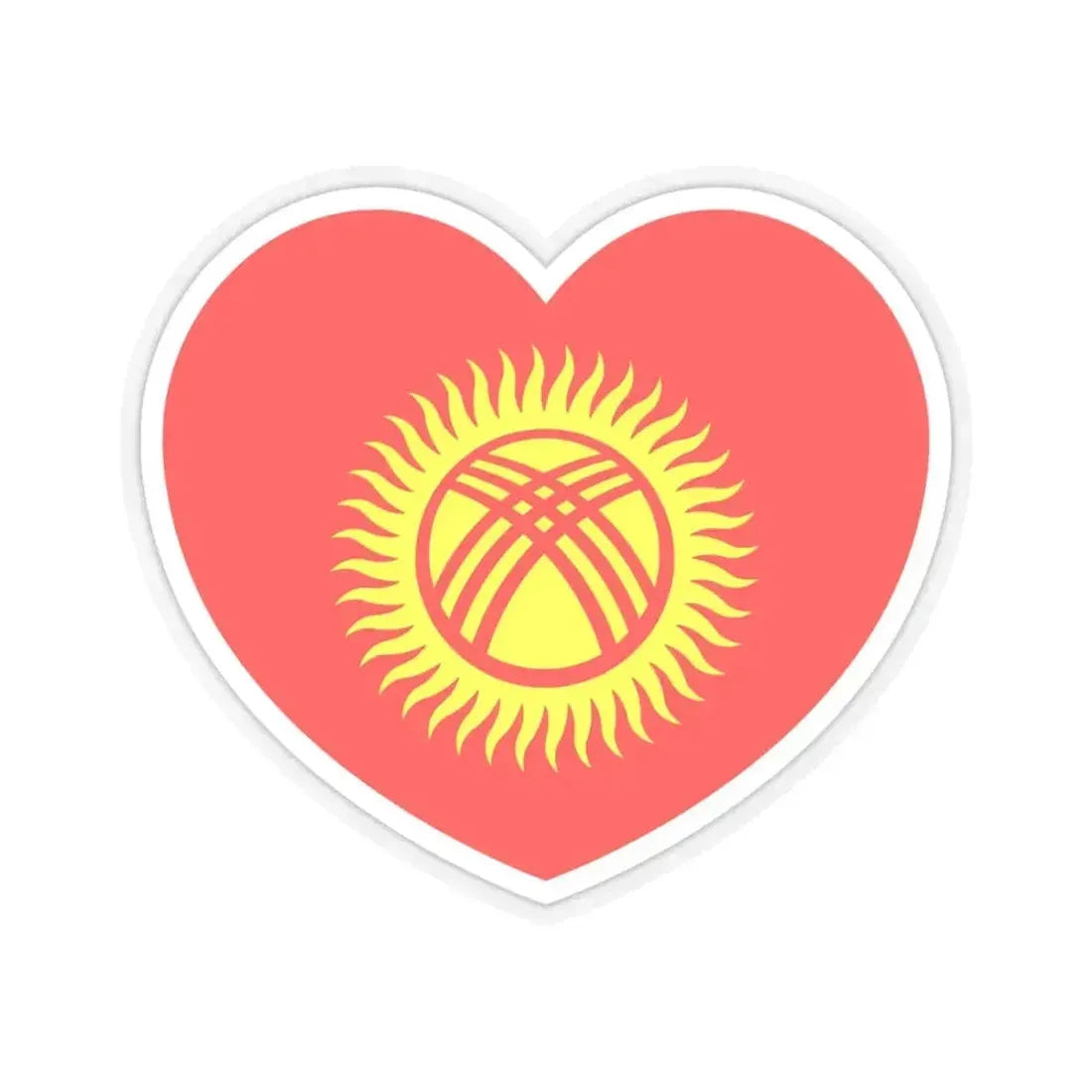 Heart Flag of Kyrgyzstan 1992-2023 - STICKER Vinyl Kiss-Cut Decal 4 Inch Transparent - The Sticker Space