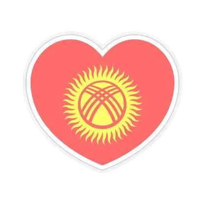 Heart Flag of Kyrgyzstan 1992-2023 - STICKER Vinyl Kiss-Cut Decal 4 Inch Transparent - The Sticker Space