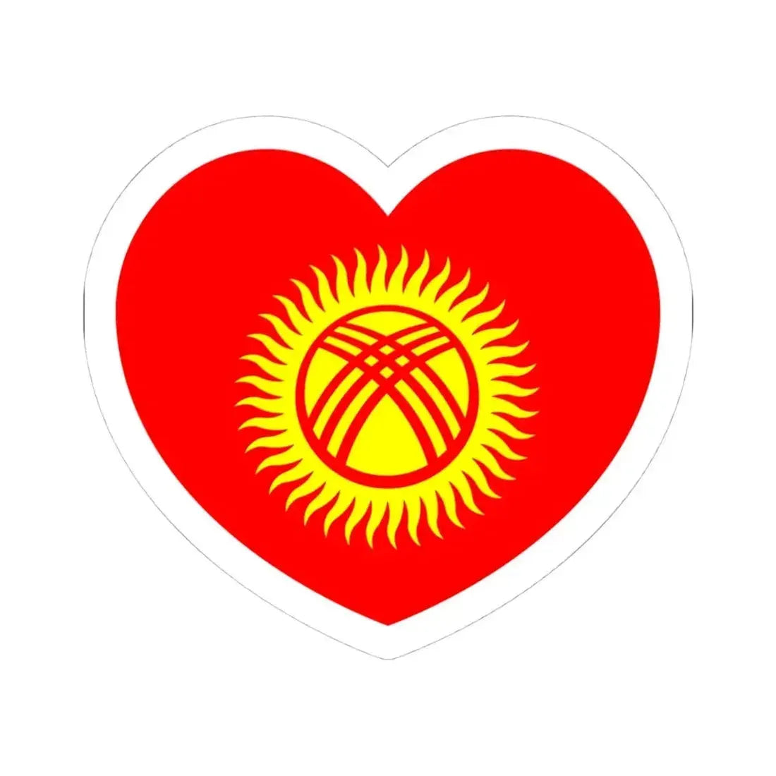 Heart Flag of Kyrgyzstan 1992-2023 - STICKER Vinyl Kiss-Cut Decal 4 Inch White - The Sticker Space