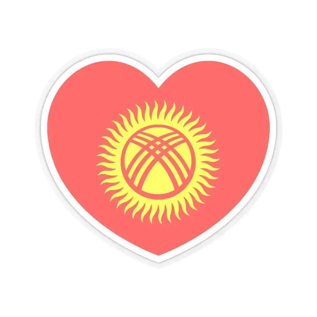 Heart Flag of Kyrgyzstan 1992-2023 - STICKER Vinyl Kiss-Cut Decal 6 Inch Transparent - The Sticker Space
