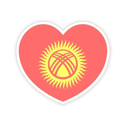 Heart Flag of Kyrgyzstan 1992-2023 - STICKER Vinyl Kiss-Cut Decal 6 Inch Transparent - The Sticker Space