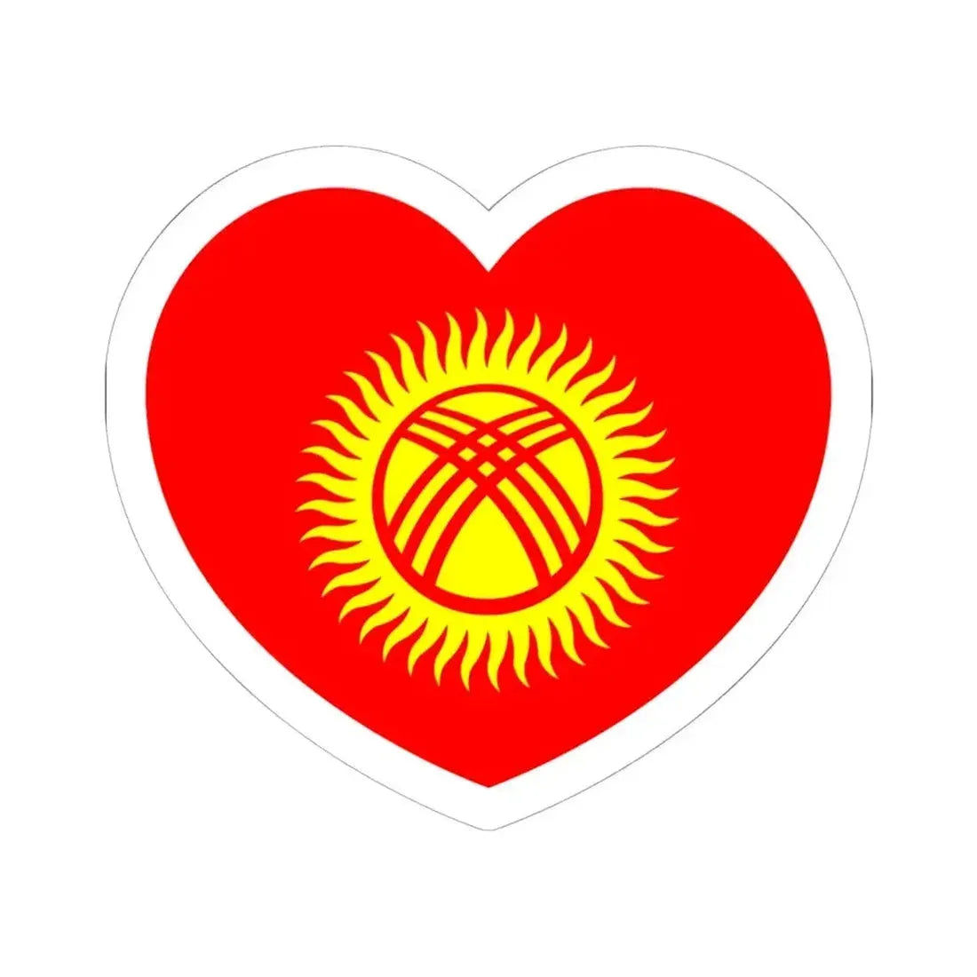 Heart Flag of Kyrgyzstan 1992-2023 - STICKER Vinyl Kiss-Cut Decal 6 Inch White - The Sticker Space