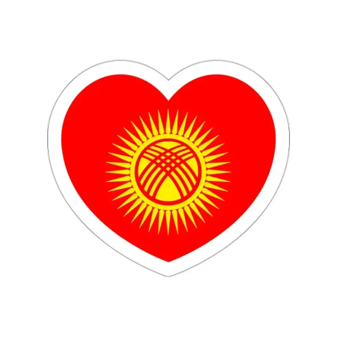 Heart Flag of Kyrgyzstan - STICKER Vinyl Die-Cut Decal White Die-Cut 2 Inch - The Sticker Space