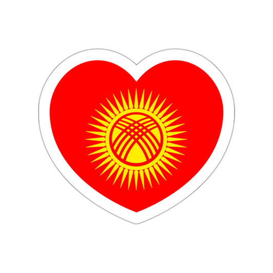 Heart Flag of Kyrgyzstan - STICKER Vinyl Die-Cut Decal-White-The Sticker Space