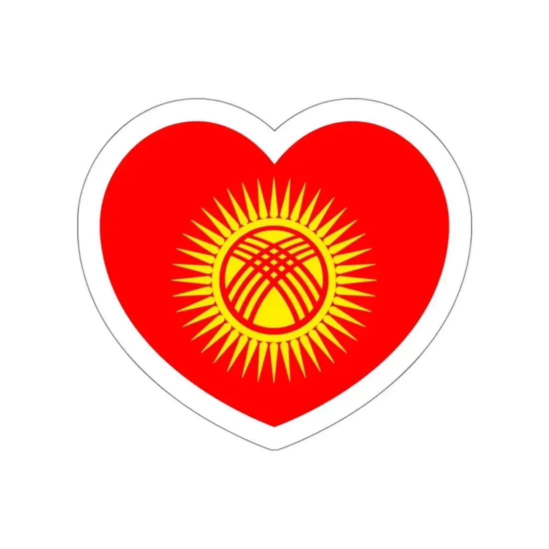 Heart Flag of Kyrgyzstan - STICKER Vinyl Die-Cut Decal White Die-Cut 3 Inch - The Sticker Space