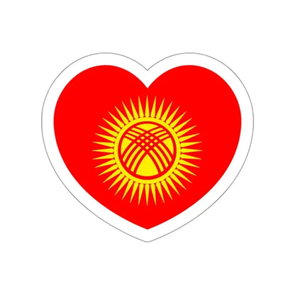 Heart Flag of Kyrgyzstan - STICKER Vinyl Die-Cut Decal White Die-Cut 3 Inch - The Sticker Space