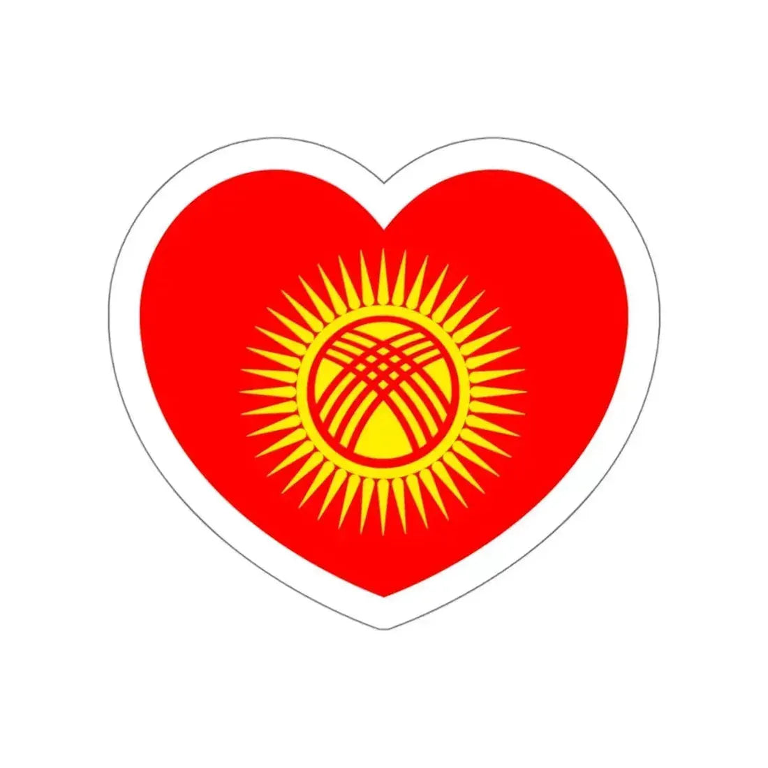 Heart Flag of Kyrgyzstan - STICKER Vinyl Die-Cut Decal White Die-Cut 4 Inch - The Sticker Space