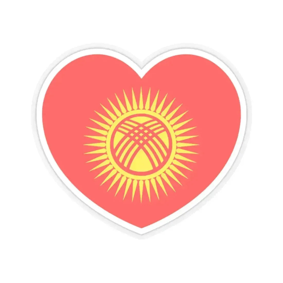 Heart Flag of Kyrgyzstan - STICKER Vinyl Kiss-Cut Decal 2 Inch Transparent - The Sticker Space