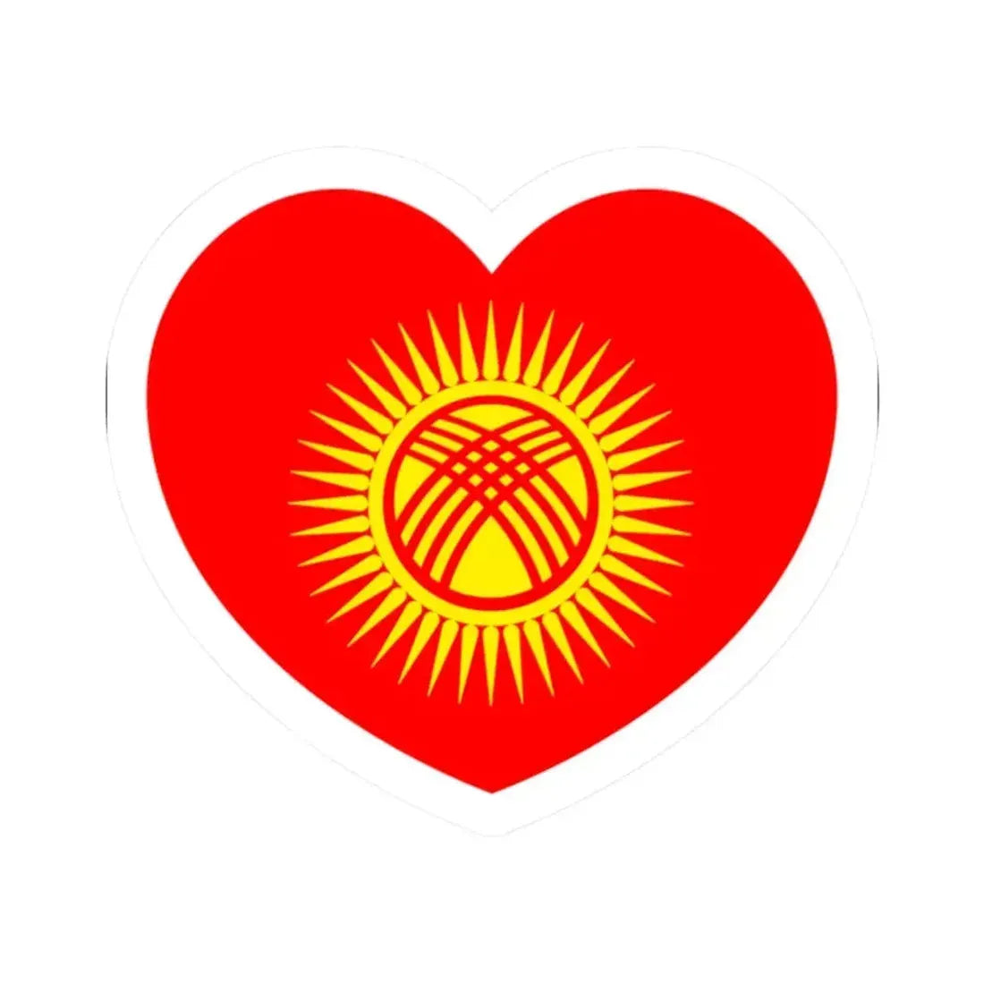 Heart Flag of Kyrgyzstan - STICKER Vinyl Kiss-Cut Decal 2 Inch White - The Sticker Space