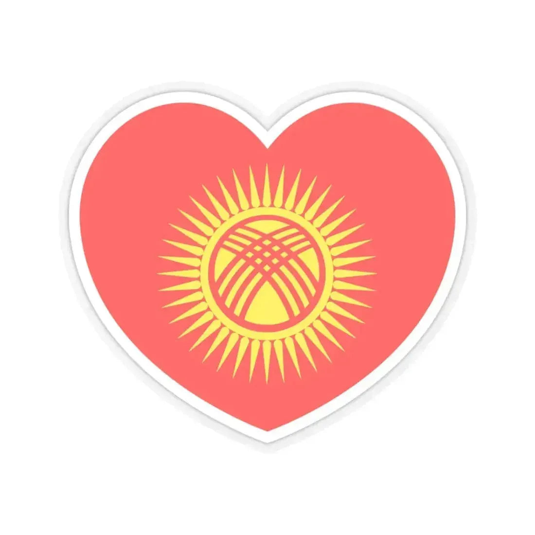 Heart Flag of Kyrgyzstan - STICKER Vinyl Kiss-Cut Decal 3 Inch Transparent - The Sticker Space