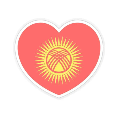 Heart Flag of Kyrgyzstan - STICKER Vinyl Kiss-Cut Decal 3 Inch Transparent - The Sticker Space
