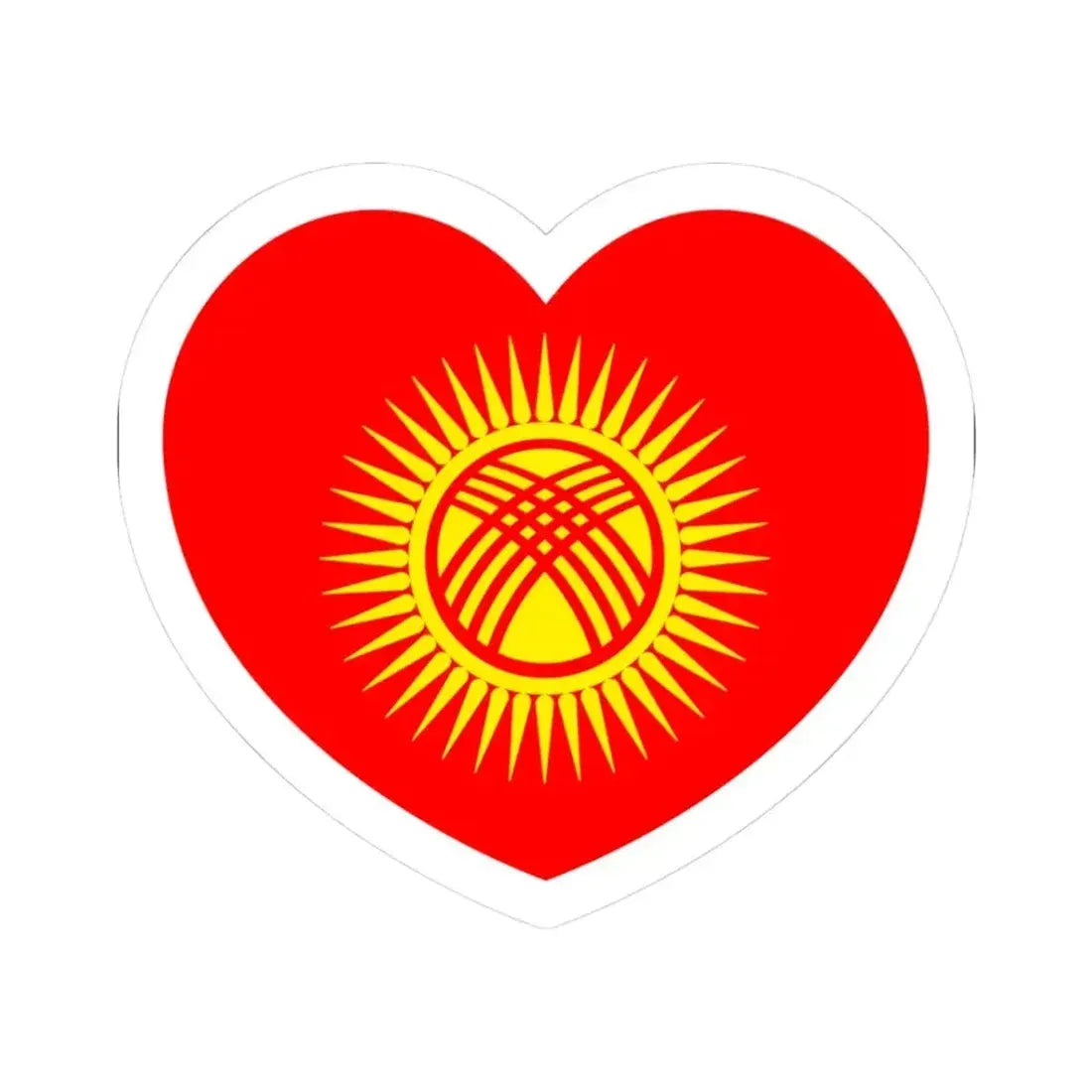 Heart Flag of Kyrgyzstan - STICKER Vinyl Kiss-Cut Decal 3 Inch White - The Sticker Space
