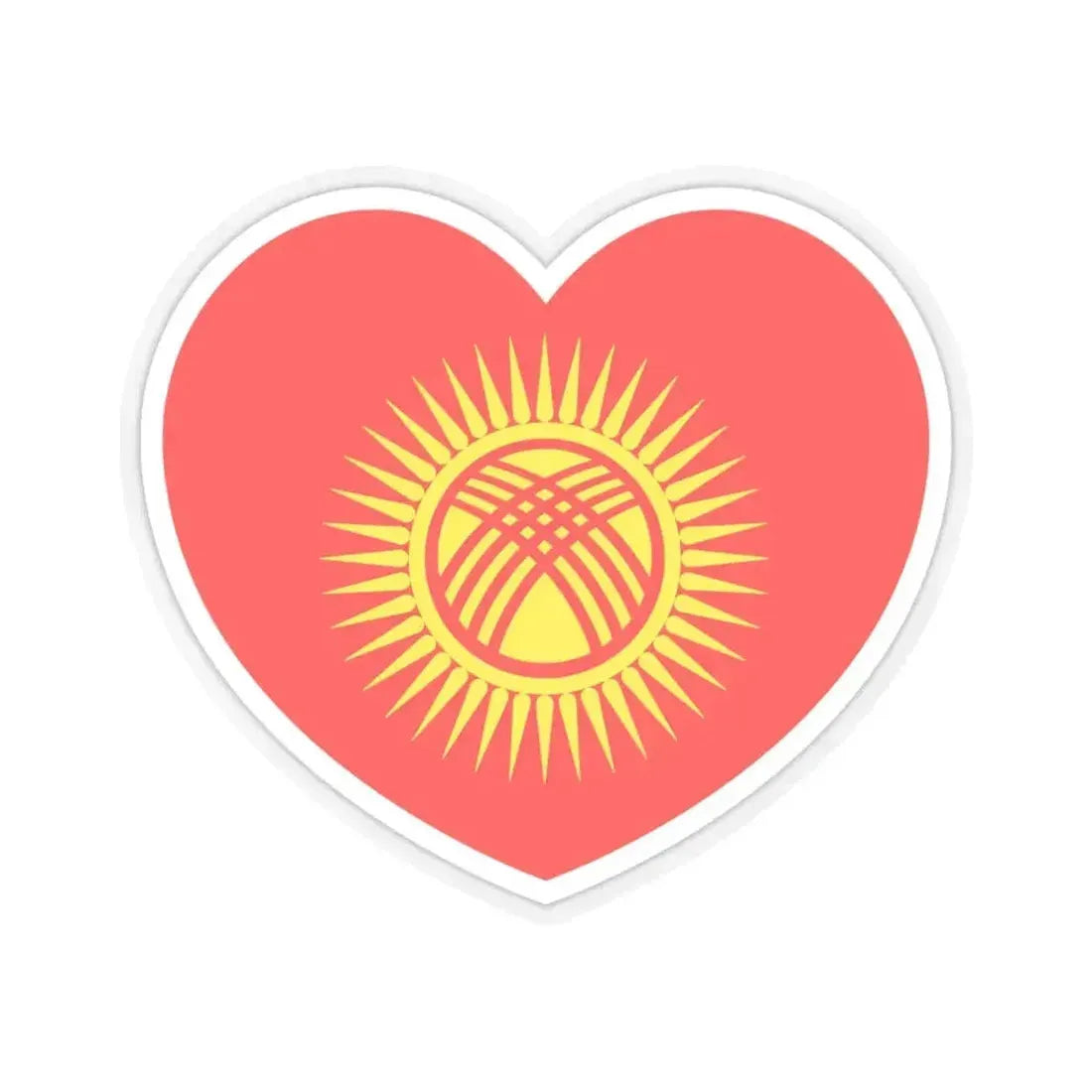 Heart Flag of Kyrgyzstan - STICKER Vinyl Kiss-Cut Decal 4 Inch Transparent - The Sticker Space