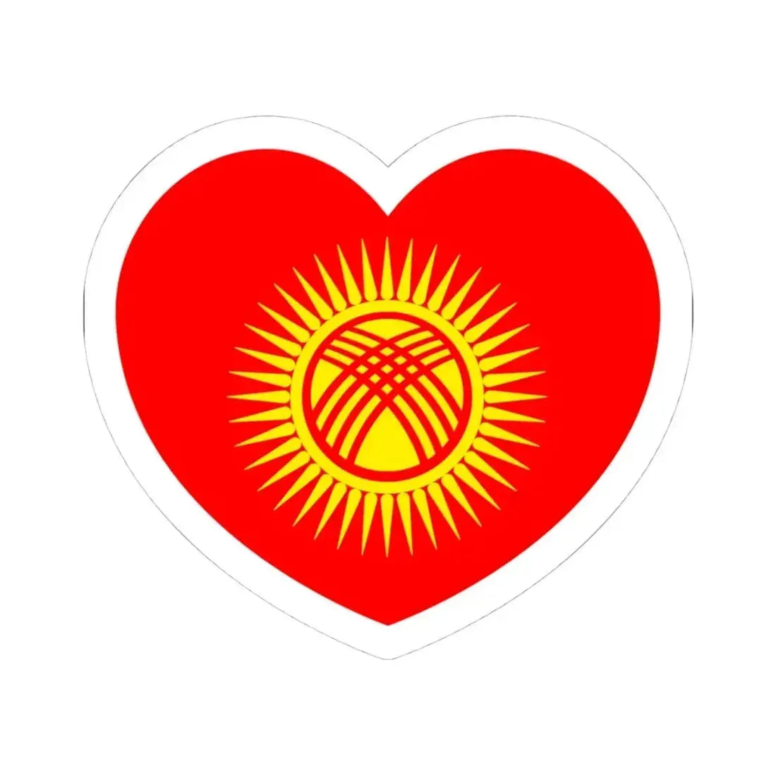 Heart Flag of Kyrgyzstan - STICKER Vinyl Kiss-Cut Decal 4 Inch White - The Sticker Space