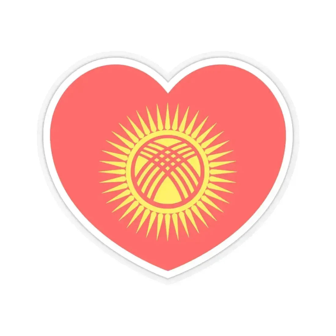 Heart Flag of Kyrgyzstan - STICKER Vinyl Kiss-Cut Decal 6 Inch Transparent - The Sticker Space