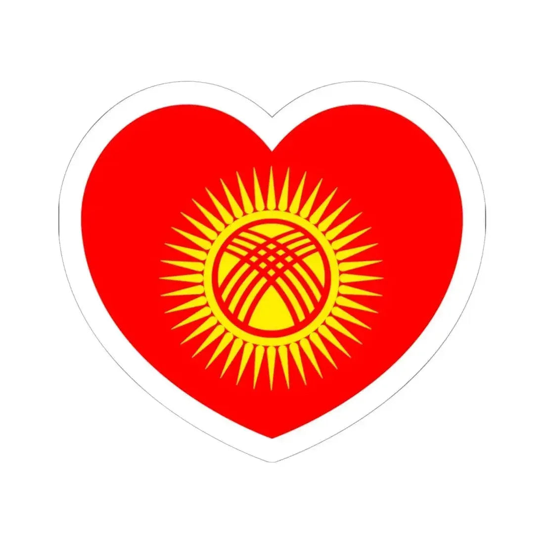 Heart Flag of Kyrgyzstan - STICKER Vinyl Kiss-Cut Decal 6 Inch White - The Sticker Space