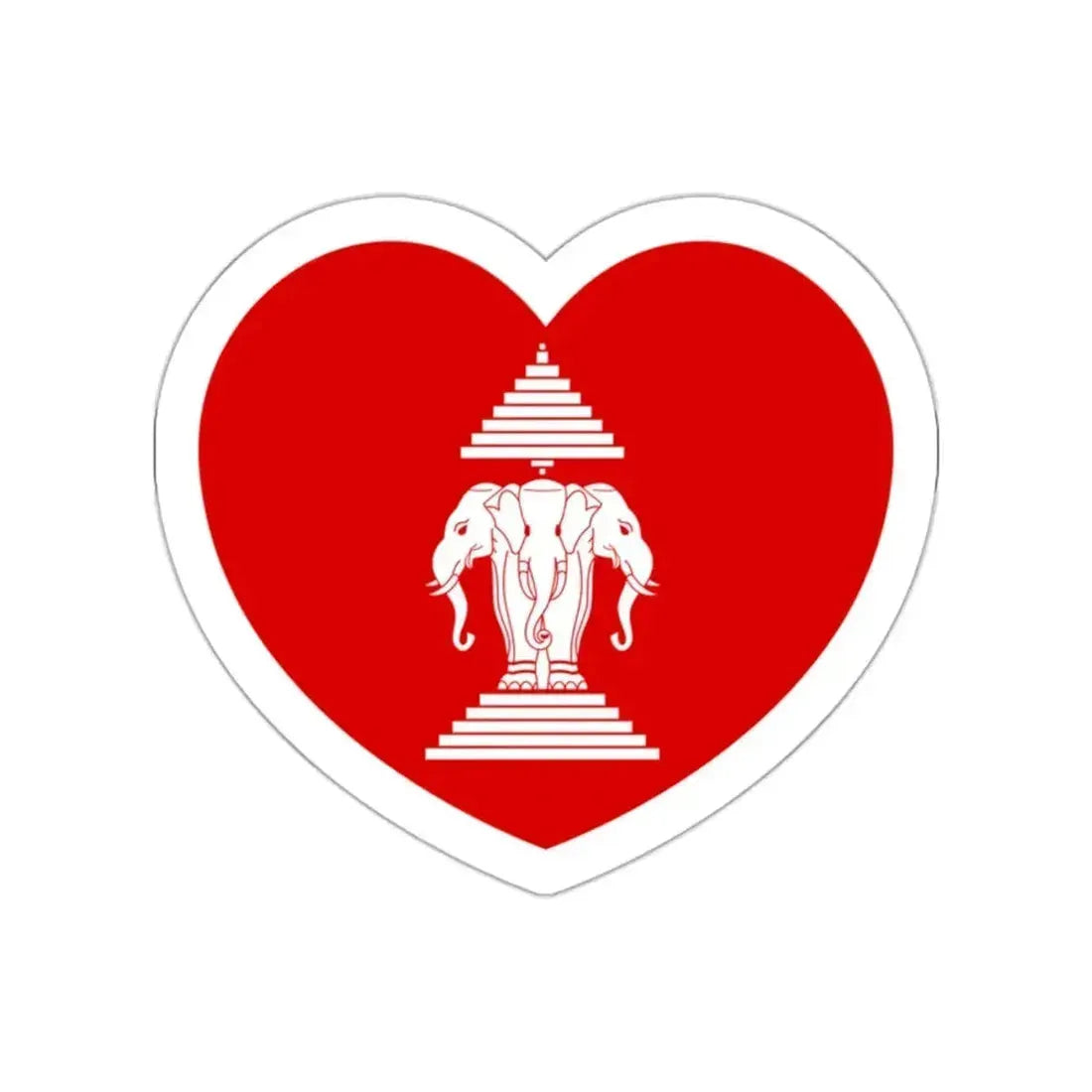 Heart Flag of Laos 1952-1975 - STICKER Vinyl Die-Cut Decal White Die-Cut 2 Inch - The Sticker Space