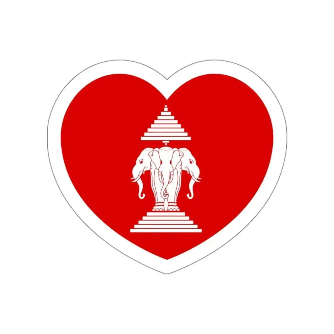 Heart Flag of Laos 1952-1975 - STICKER Vinyl Die-Cut Decal White Die-Cut 3 Inch - The Sticker Space
