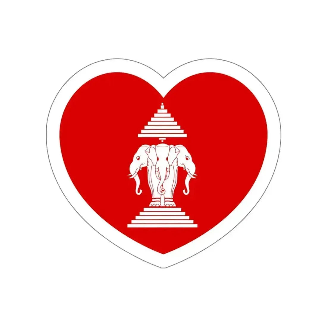 Heart Flag of Laos 1952-1975 - STICKER Vinyl Die-Cut Decal White Die-Cut 4 Inch - The Sticker Space