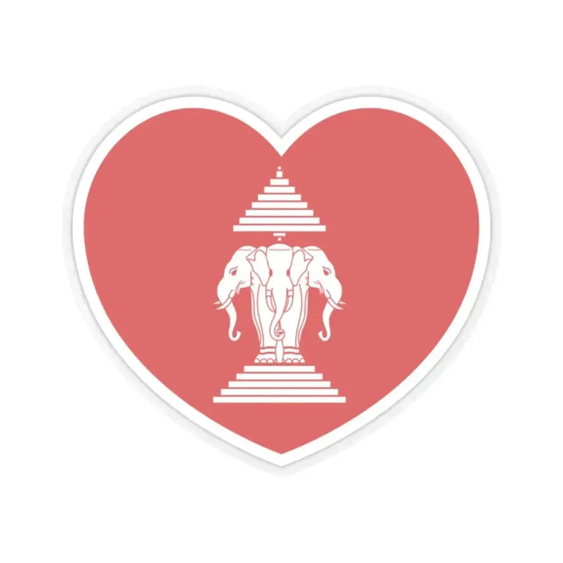 Heart Flag of Laos 1952-1975 - STICKER Vinyl Kiss-Cut Decal 2 Inch Transparent - The Sticker Space