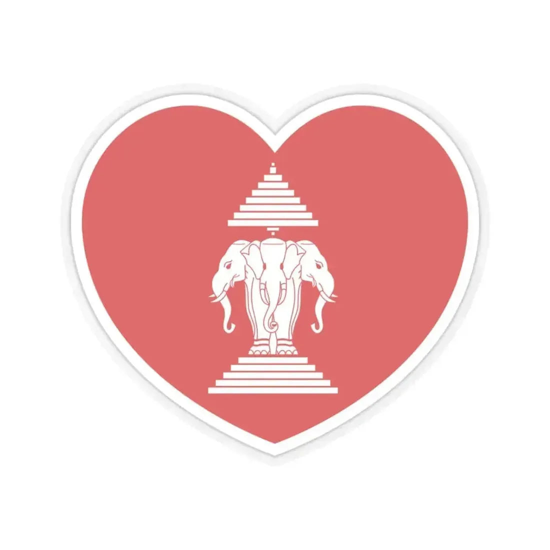 Heart Flag of Laos 1952-1975 - STICKER Vinyl Kiss-Cut Decal 3 Inch Transparent - The Sticker Space