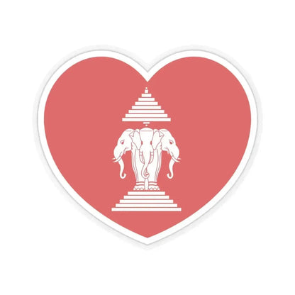 Heart Flag of Laos 1952-1975 - STICKER Vinyl Kiss-Cut Decal 3 Inch Transparent - The Sticker Space