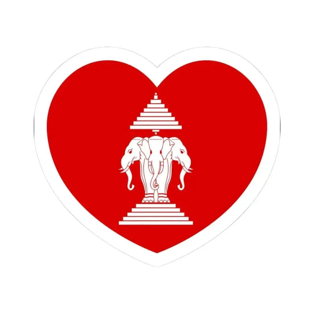 Heart Flag of Laos 1952-1975 - STICKER Vinyl Kiss-Cut Decal 3 Inch White - The Sticker Space