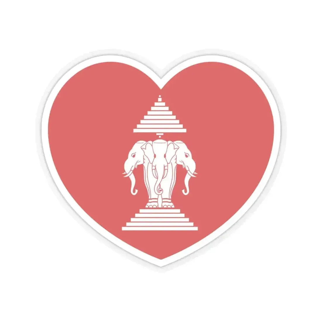 Heart Flag of Laos 1952-1975 - STICKER Vinyl Kiss-Cut Decal 6 Inch Transparent - The Sticker Space