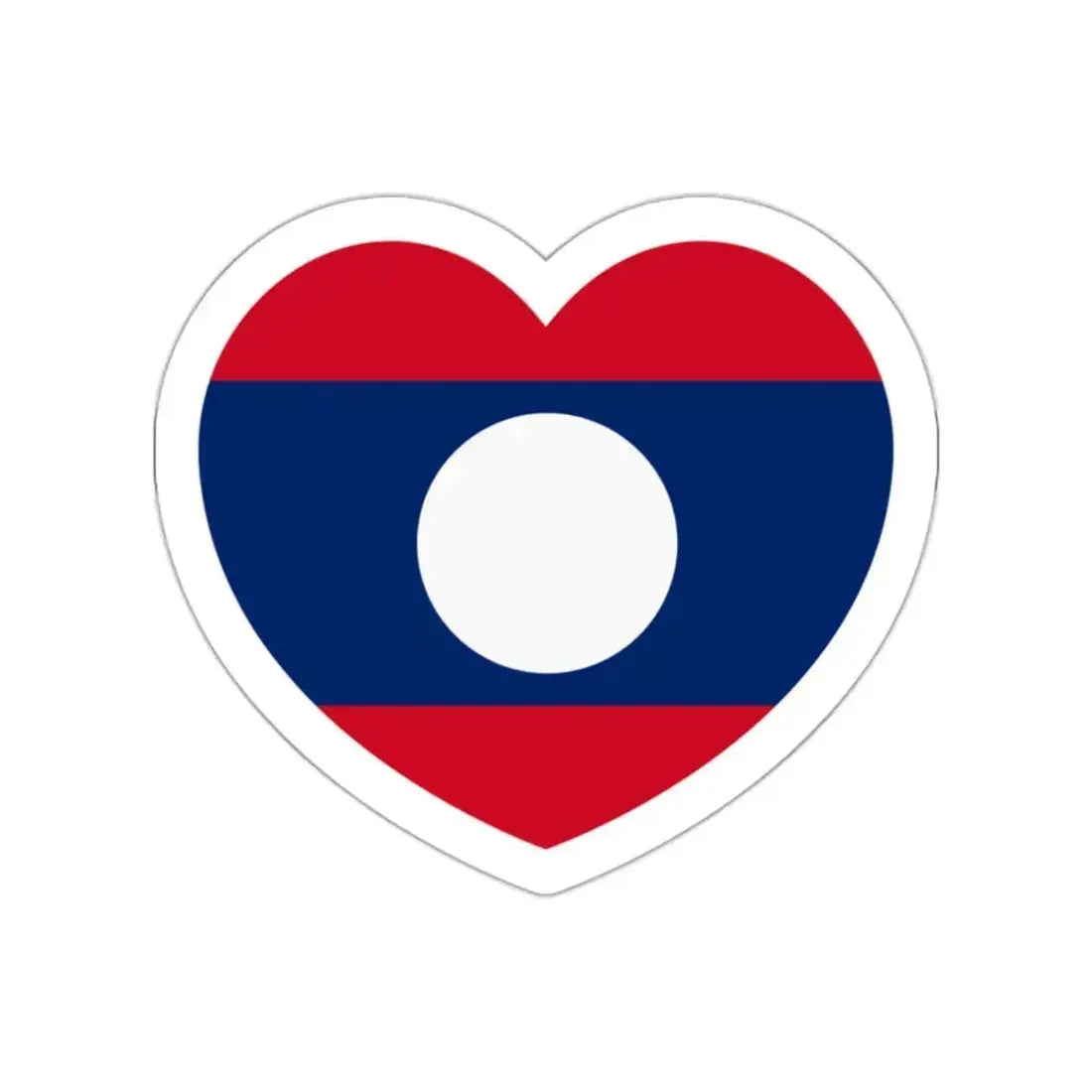 Heart Flag of Laos - STICKER Vinyl Die-Cut Decal White Die-Cut 2 Inch - The Sticker Space