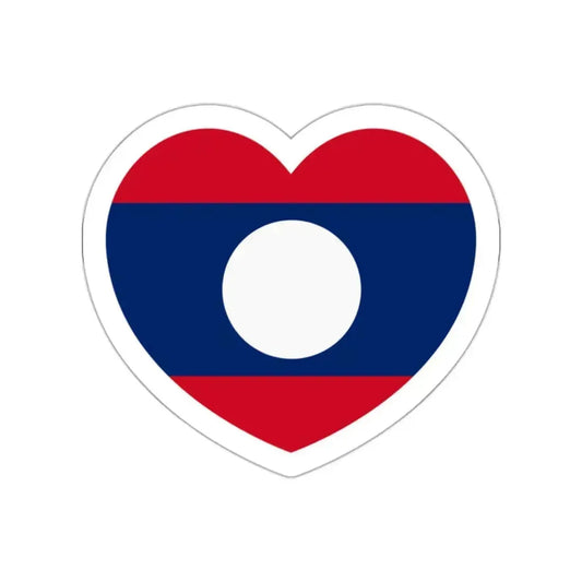 Heart Flag of Laos - STICKER Vinyl Die-Cut Decal White Die-Cut 2 Inch - The Sticker Space