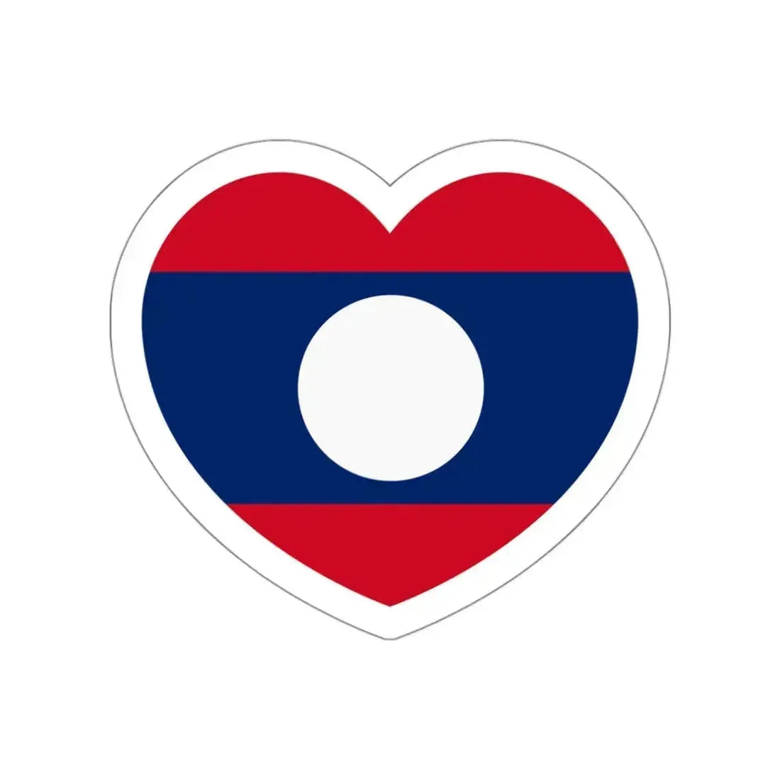 Heart Flag of Laos - STICKER Vinyl Die-Cut Decal White Die-Cut 3 Inch - The Sticker Space
