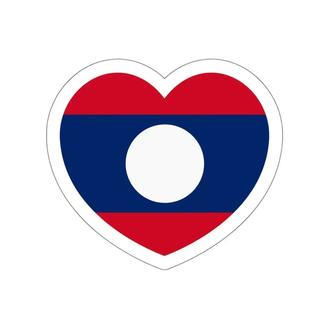 Heart Flag of Laos - STICKER Vinyl Die-Cut Decal White Die-Cut 6 Inch - The Sticker Space