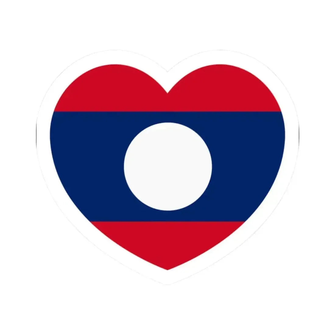 Heart Flag of Laos - STICKER Vinyl Kiss-Cut Decal 2 Inch White - The Sticker Space