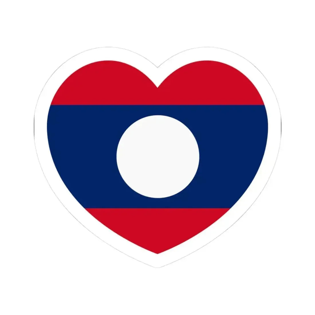 Heart Flag of Laos - STICKER Vinyl Kiss-Cut Decal 3 Inch White - The Sticker Space