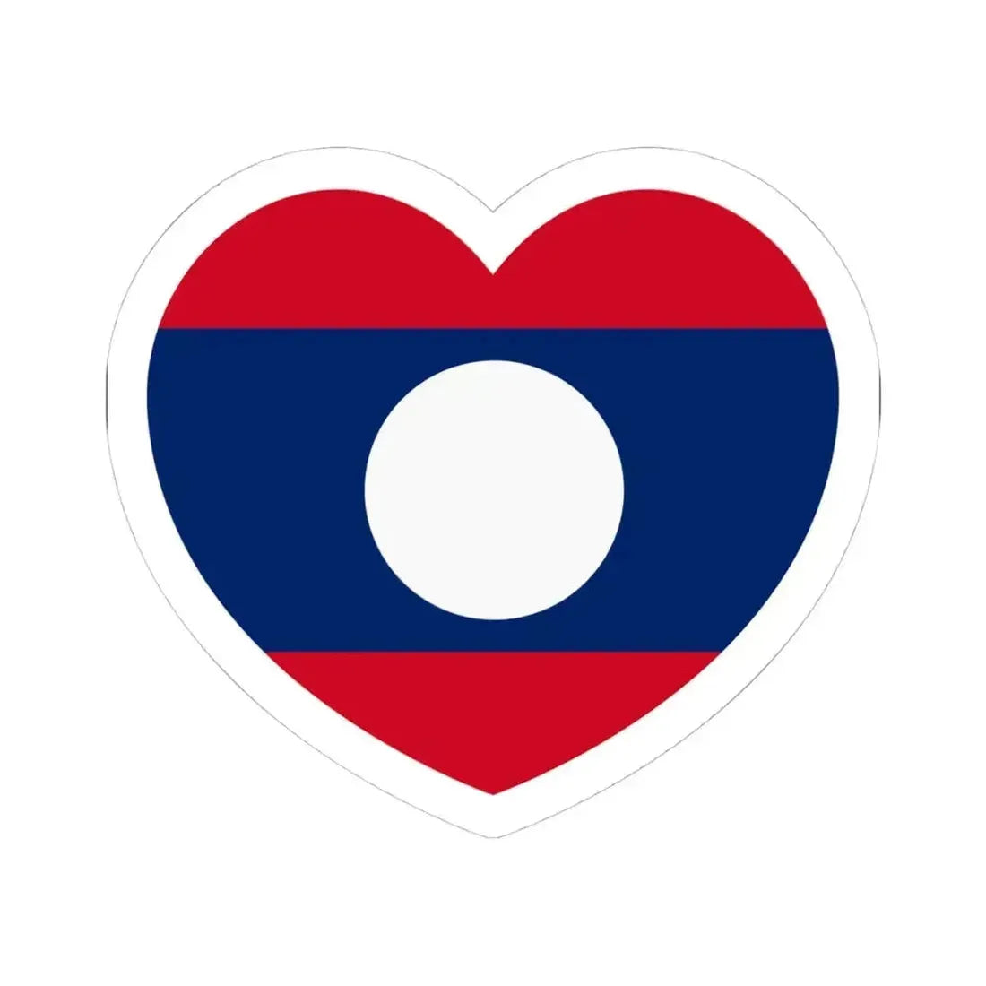 Heart Flag of Laos - STICKER Vinyl Kiss-Cut Decal 4 Inch White - The Sticker Space