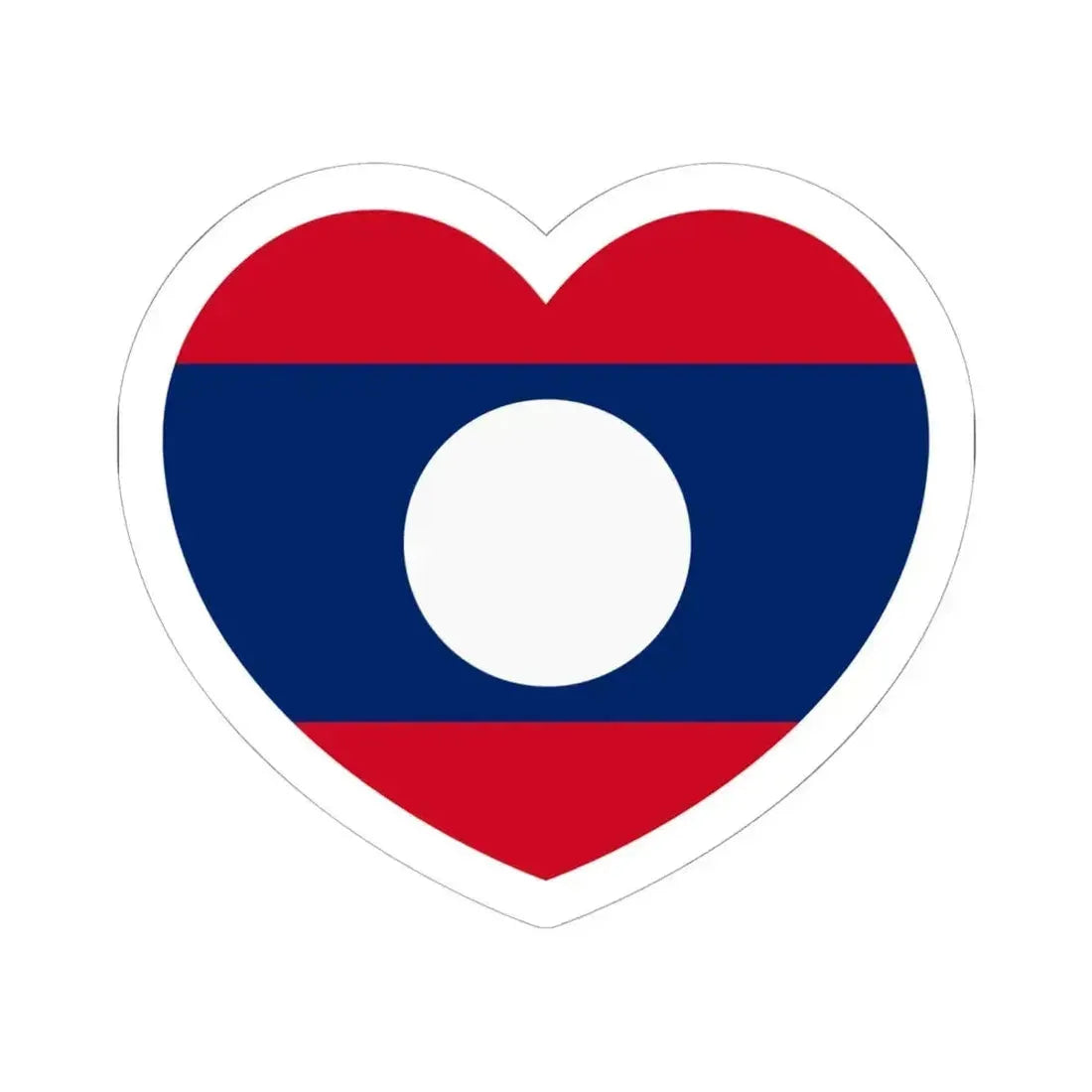 Heart Flag of Laos - STICKER Vinyl Kiss-Cut Decal 6 Inch White - The Sticker Space