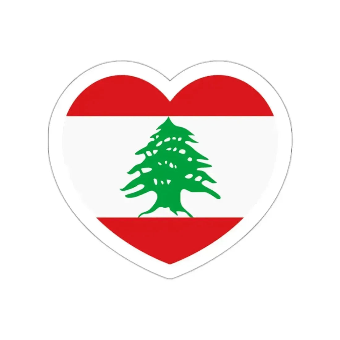 Heart Flag of Lebanon - STICKER Vinyl Die-Cut Decal White Die-Cut 2 Inch - The Sticker Space