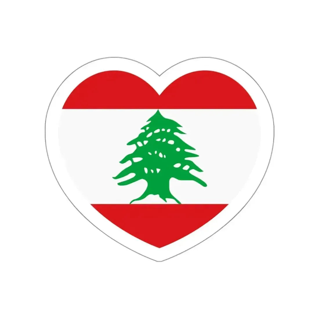 Heart Flag of Lebanon - STICKER Vinyl Die-Cut Decal White Die-Cut 3 Inch - The Sticker Space