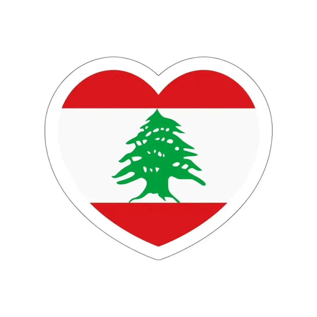 Heart Flag of Lebanon - STICKER Vinyl Die-Cut Decal White Die-Cut 4 Inch - The Sticker Space