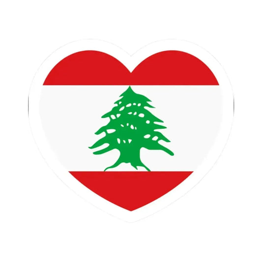 Heart Flag of Lebanon - STICKER Vinyl Kiss-Cut Decal 2 Inch White - The Sticker Space