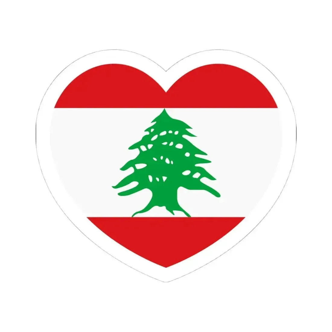 Heart Flag of Lebanon - STICKER Vinyl Kiss-Cut Decal 4 Inch White - The Sticker Space