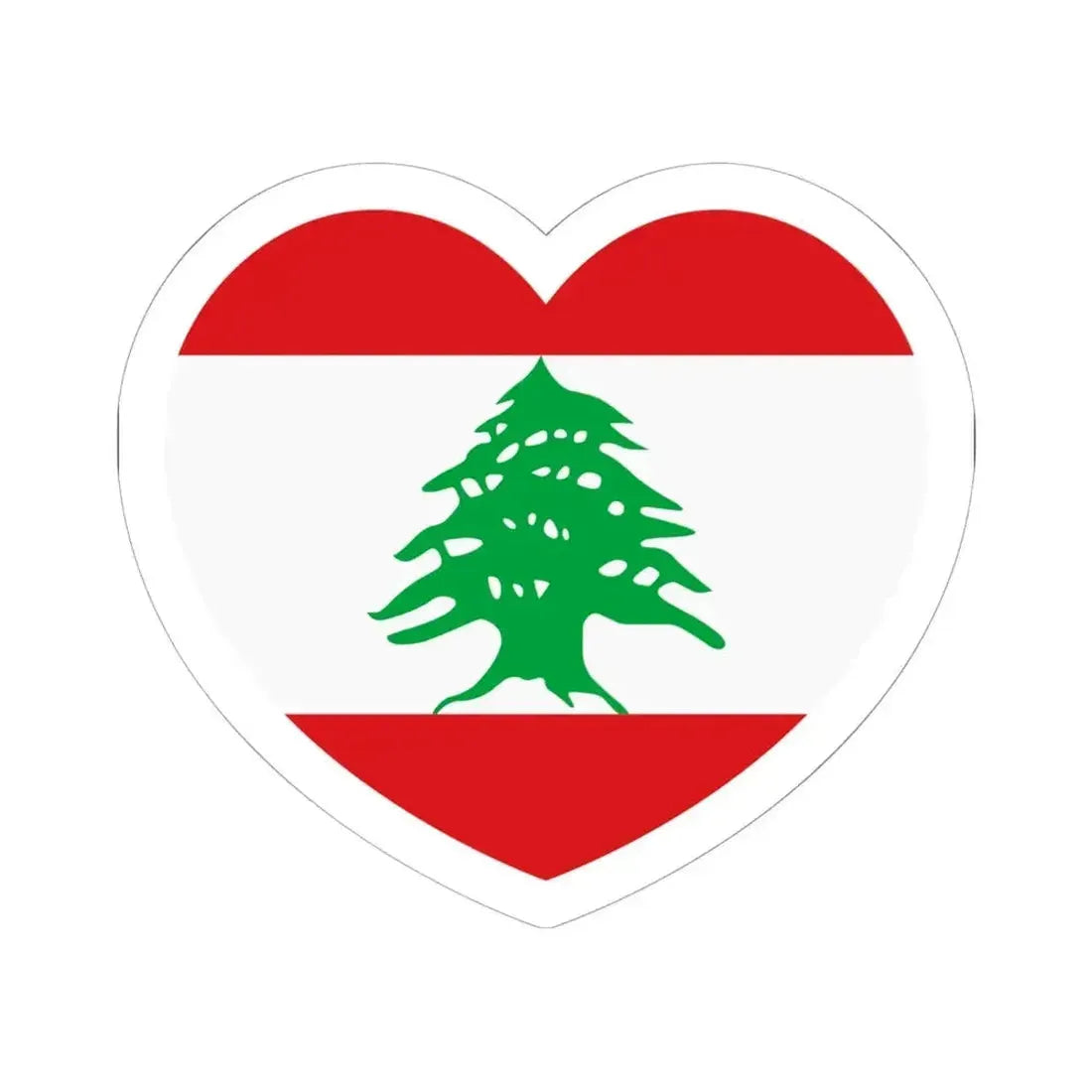 Heart Flag of Lebanon - STICKER Vinyl Kiss-Cut Decal 6 Inch White - The Sticker Space