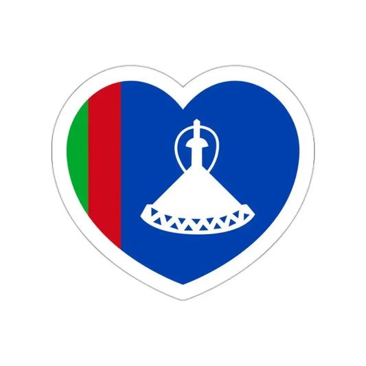 Heart Flag of Lesotho 1966-1987 - STICKER Vinyl Die-Cut Decal White Die-Cut 2 Inch - The Sticker Space